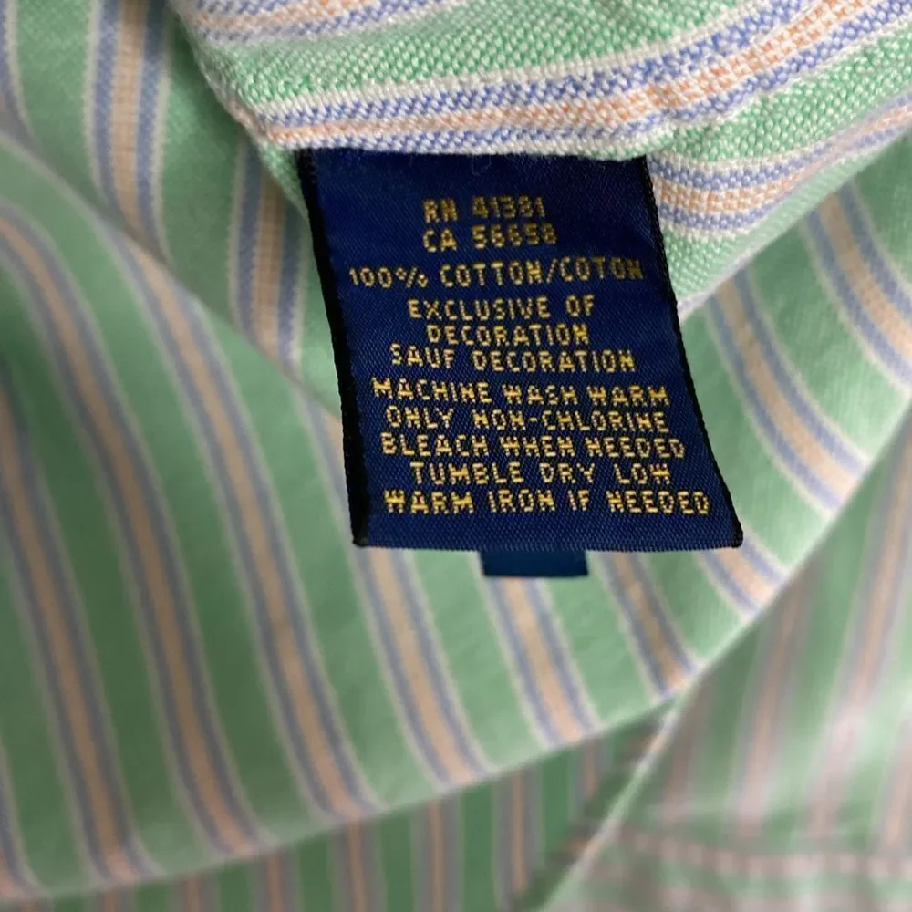 RALPH LAUREN Boy’s 100 Cotton Button Down Striped Shirt Size L